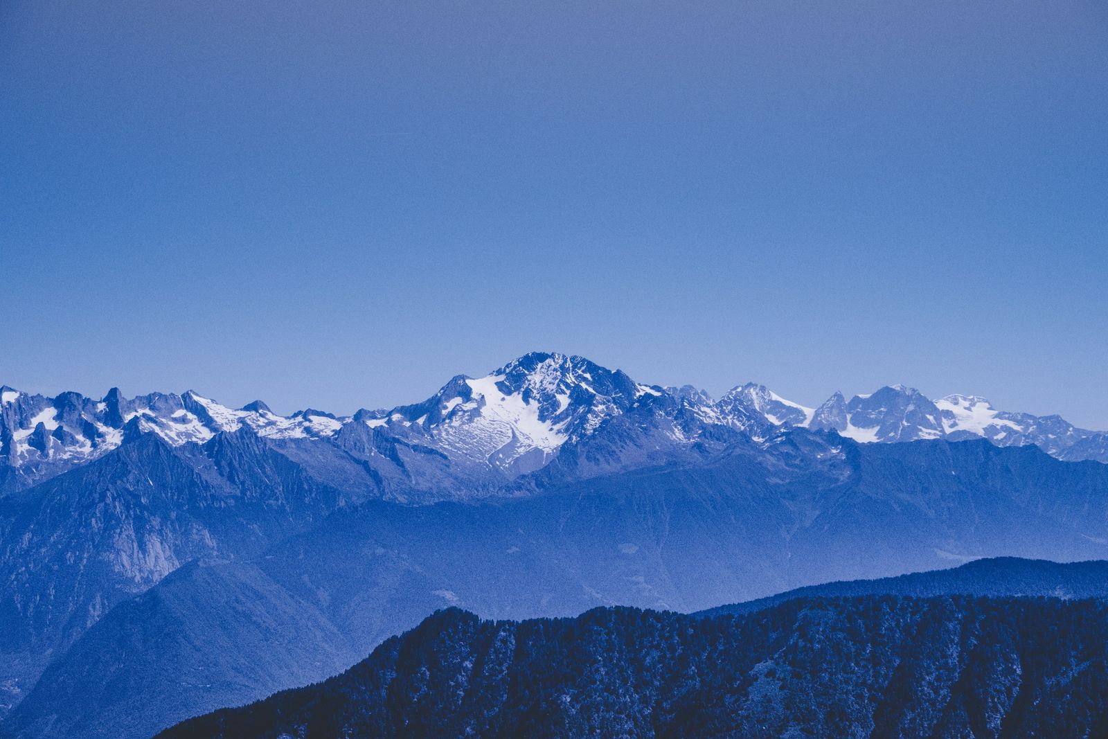 Aerial view of snow-covered mountains